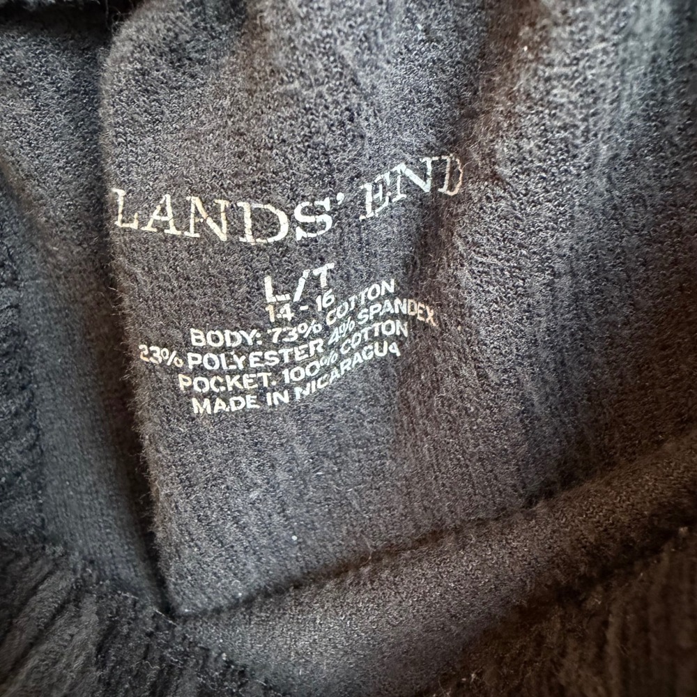Lands End Sport Knit Tapered Leg Pants Size‎ L Tall Elastic Waist Black Corduroy - Picture 5 of 10